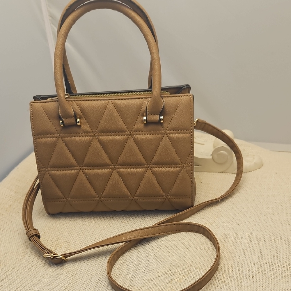 Source Unknown Tan Quilted Satchel